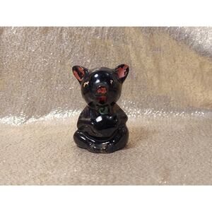 Vintage Black Redware Pig Salt Shaker Replacement Japan MCM Kitschy Kitchen